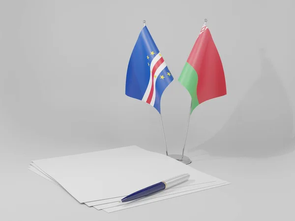 Bielorrússia Acordo Cabo Verde Bandeiras Fundo Branco Render — Fotografia de Stock