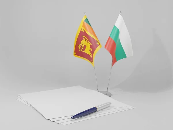 Bulgarien Sri Lanka Abkommen Flaggen Weißer Hintergrund Render — Stockfoto
