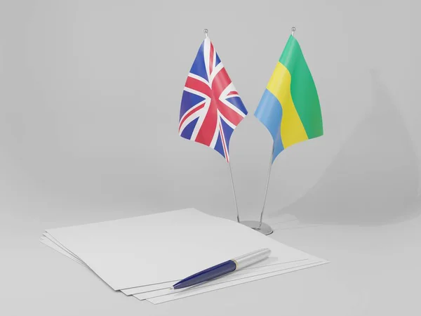 Gabon Velká Británie Agreement Flags White Background Render — Stock fotografie