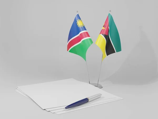 Mozambique Namibia Agreement Flags White Background Render — Stock Photo, Image