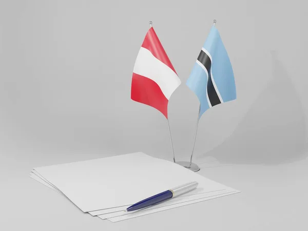 Botswana Bandiere Dell Accordo Perù Sfondo Bianco Render — Foto Stock