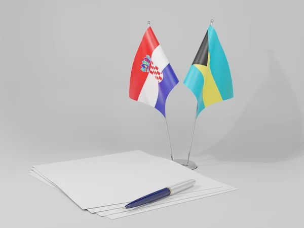 Bahamas Croatia Agreement Flags White Background Render — Stock Photo, Image