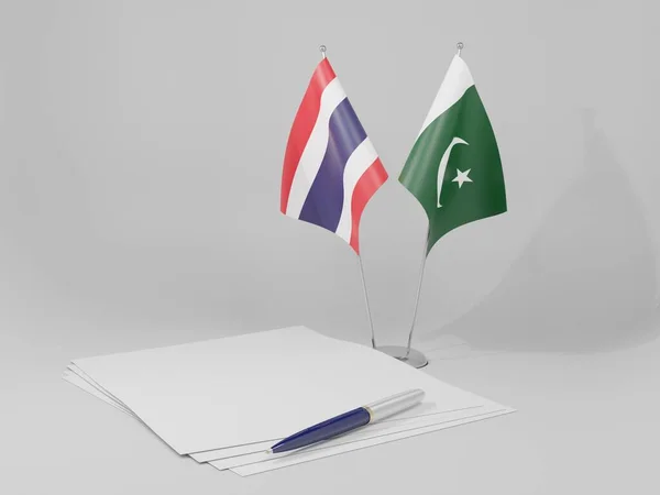 Pakistan - Thailand Agreement Flags, White Background - 3D Render