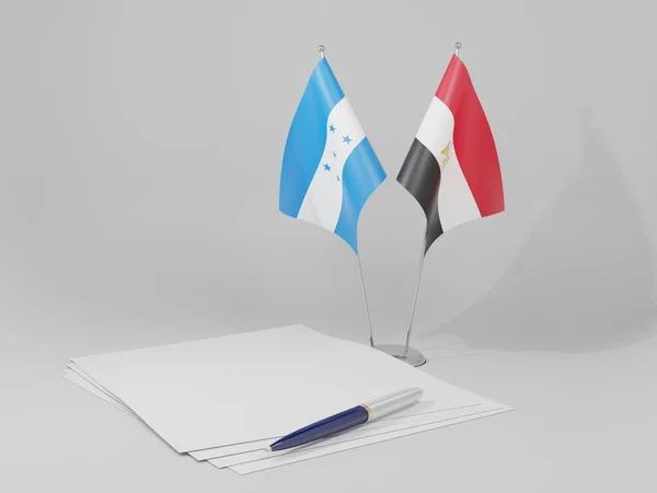 Αίγυπτος Honduras Agreement Flags Λευκό Φόντο Render — Φωτογραφία Αρχείου