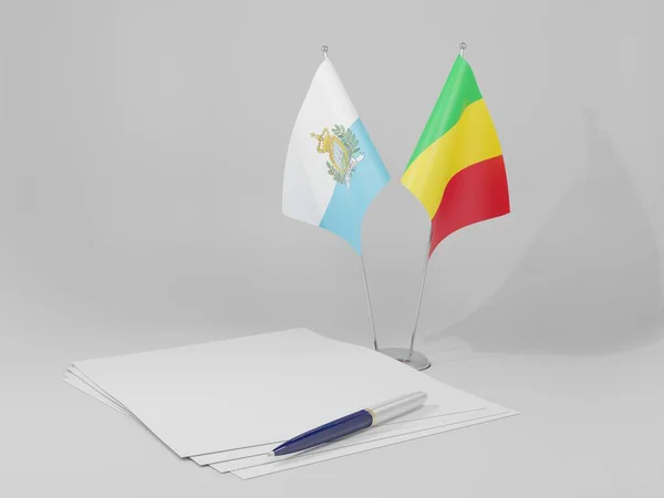 Mali Drapeaux Accord Saint Marin Fond Blanc Render — Photo