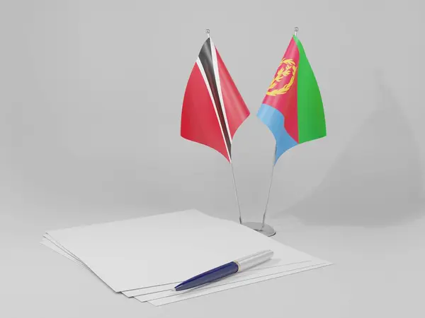 Banderas Del Acuerdo Eritrea Trinidad Tobago Fondo Blanco Render — Foto de Stock