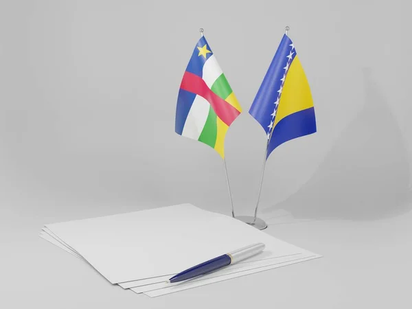 Bosnie Herzégovine Drapeaux Accord République Centrafricaine Fond Blanc Render — Photo