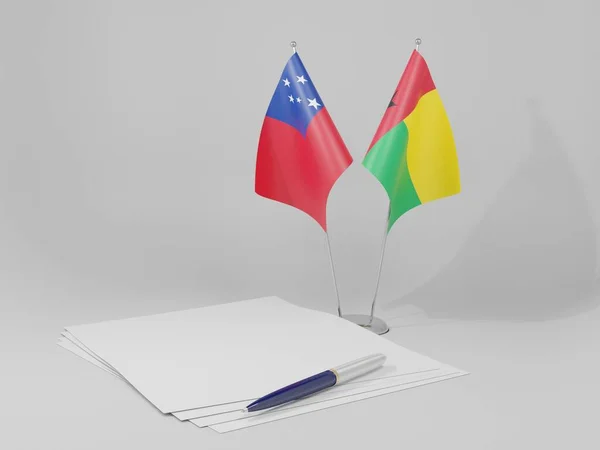 Guinea Bissau Samoa Agreement Flags White Background Render — Stock Photo, Image