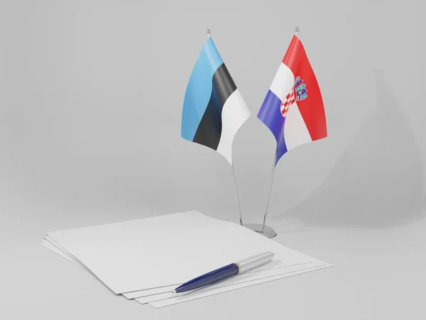 Croatie Estonie Drapeaux Accord Fond Blanc Render — Photo