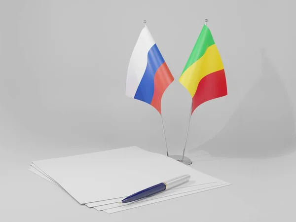 Mali Drapeaux Accord Russie Fond Blanc Render — Photo