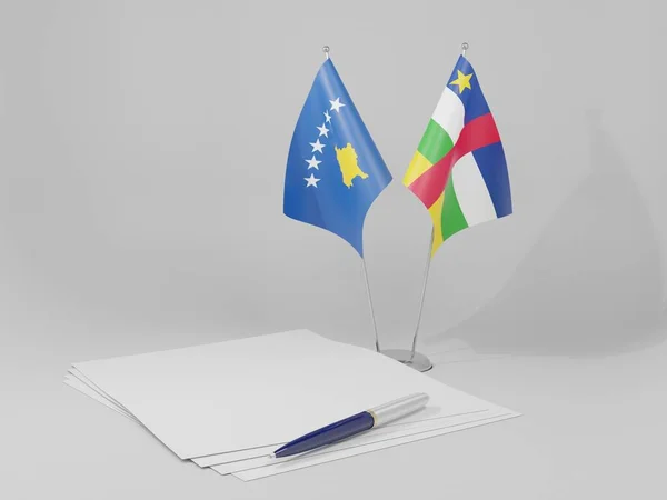 Central African Republic Kosovo Agreement Flags White Background Render — Stock Photo, Image