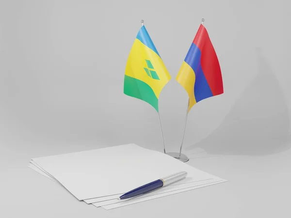 Armenia Banderas Del Acuerdo San Vicente Las Granadinas Fondo Blanco — Foto de Stock