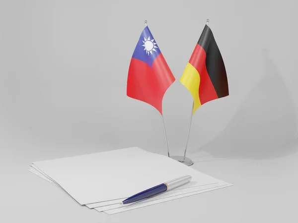 Γερμανία Taiwan Agreement Flags Λευκό Φόντο Render — Φωτογραφία Αρχείου