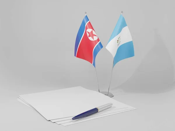 Guatemala Banderas Del Acuerdo Corea Del Norte Fondo Blanco Render — Foto de Stock