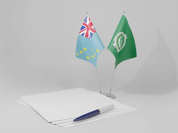 Αραβικός Σύνδεσμος Σημαίες Συμφωνία Τουβαλού Λευκό Φόντο Render — Φωτογραφία Αρχείου