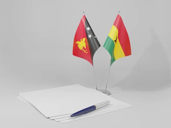 파푸아뉴기니 Agreement Flags White Background Render — 스톡 사진