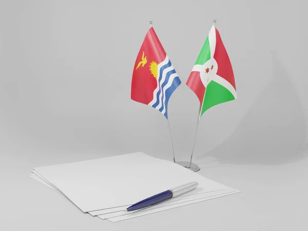 Бурунди Кирибати Соглашение Флаги Белый Фон Рендер — стоковое фото