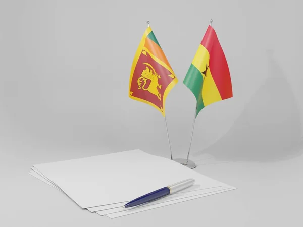 Ghana Drapeaux Accord Sri Lanka Fond Blanc Render — Photo