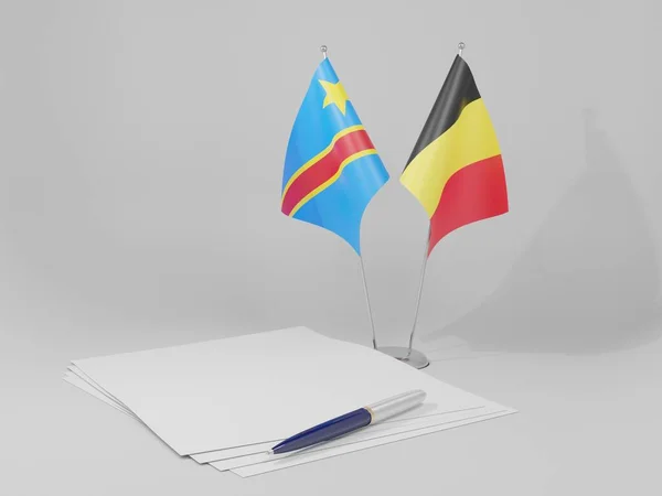Belgie Demokratická Republika Kongo Vlajky Bílé Pozadí Render — Stock fotografie