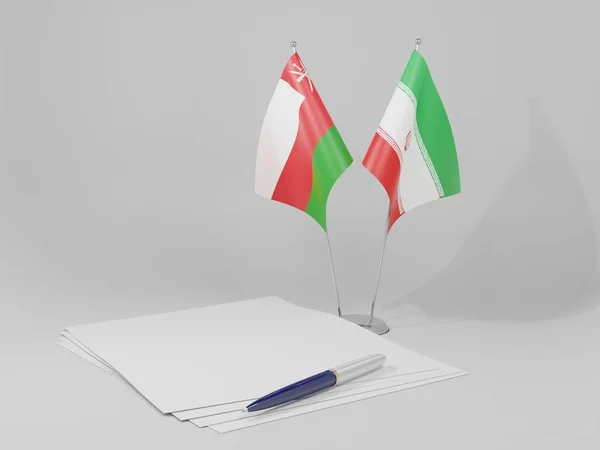 Iran Oman Agreement Flags White Background Render — Stock Photo, Image