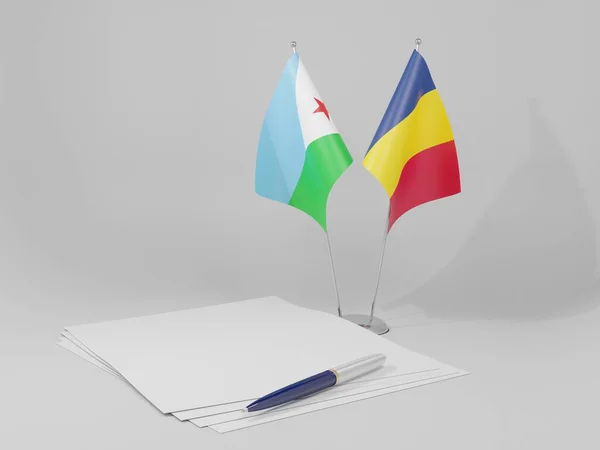 Tchad Drapeaux Accord Djibouti Fond Blanc Render — Photo