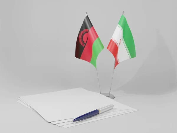 Flagi Porozumienia Iranem Malawi Białe Tło Render — Zdjęcie stockowe