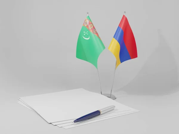 Armenia Turkmenistan Agreement Flags White Background Render — Stock Photo, Image