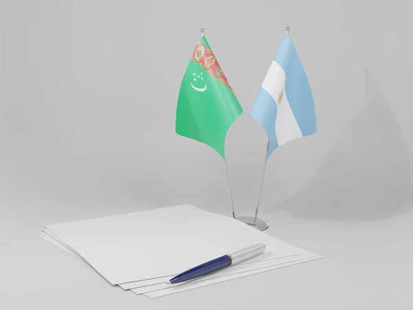 Argentina Turkmenistan Agreement Flags White Background Render — Stock Photo, Image