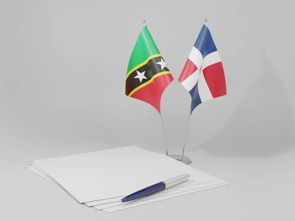 República Dominicana São Cristóvão Nevis Acordo Bandeiras Fundo Branco Render — Fotografia de Stock