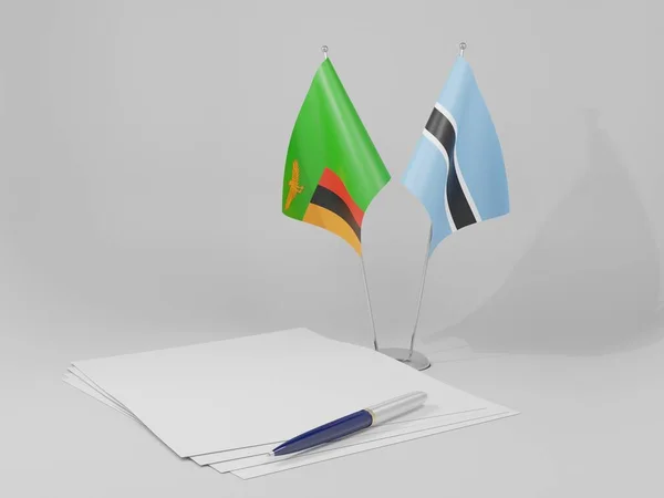 Ботсвана Замбия Соглашение Флаги Белый Фон Рендер — стоковое фото