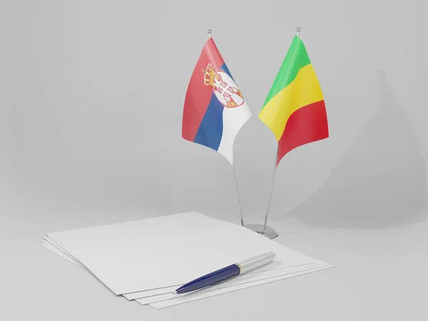 Mali Drapeaux Accord Serbie Fond Blanc Render — Photo