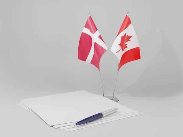 Canadá Dinamarca Acordo Bandeiras Fundo Branco Render — Fotografia de Stock