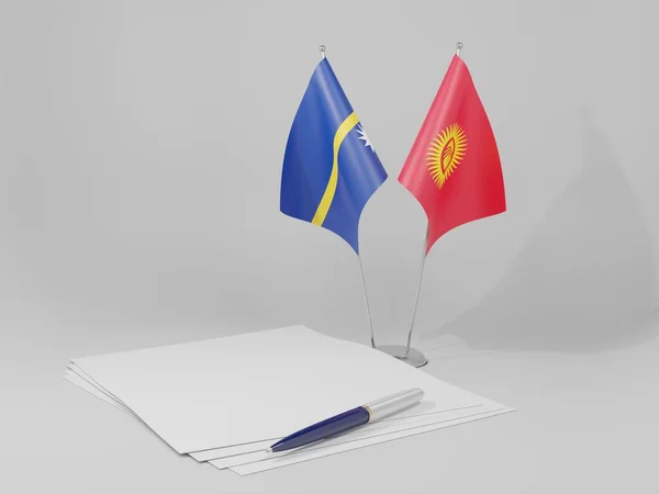 Kyrgyzstan Nauru Agreement Flags White Background Render — 스톡 사진