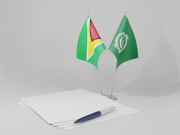 Liga Árabe Banderas Del Acuerdo Guyana Fondo Blanco Render —  Fotos de Stock