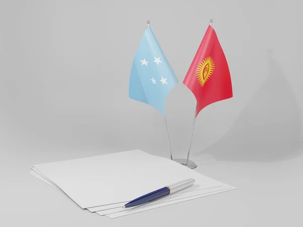 Κιργιζία Σημαίες Συμφωνία Μικρονησίας Λευκό Φόντο Render — Φωτογραφία Αρχείου