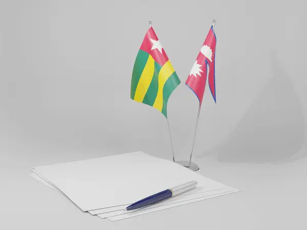 Nepal Togo Overeenkomst Vlaggen Witte Achtergrond Render — Stockfoto