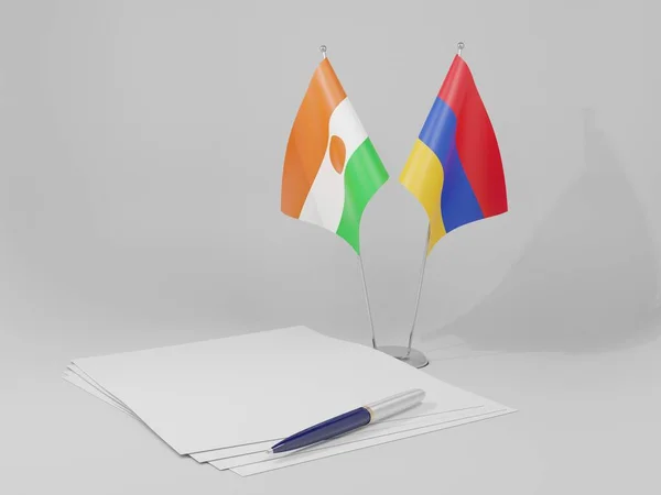 アルメニア ニジェール合意フラグ 白の背景 3Dレンダリング — ストック写真