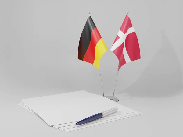 デンマーク ドイツの協定旗 白い背景 3Dレンダリング — ストック写真