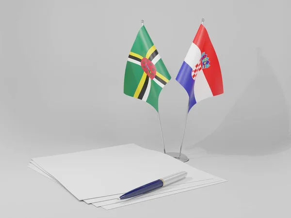 Croatie Drapeaux Accord Dominique Fond Blanc Render — Photo