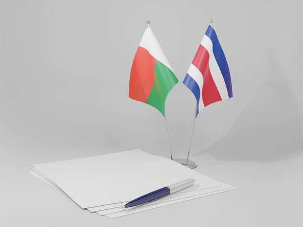 Costa Rica Madagascar Agreement Flags White Background Render — стокове фото