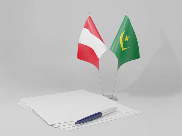 Mauritania Banderas Del Acuerdo Perú Fondo Blanco Render —  Fotos de Stock