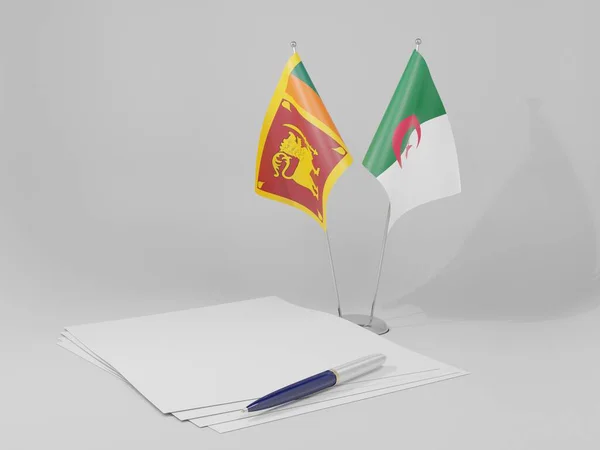 Algérie Drapeaux Accord Sri Lanka Fond Blanc Render — Photo