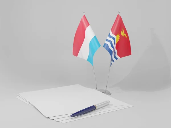 Kiribati Luksemburg Flagi Porozumienia Białe Tło Render — Zdjęcie stockowe