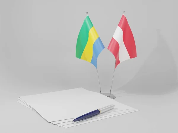 Österreich Gabun Abkommen Flaggen Weißer Hintergrund Render — Stockfoto