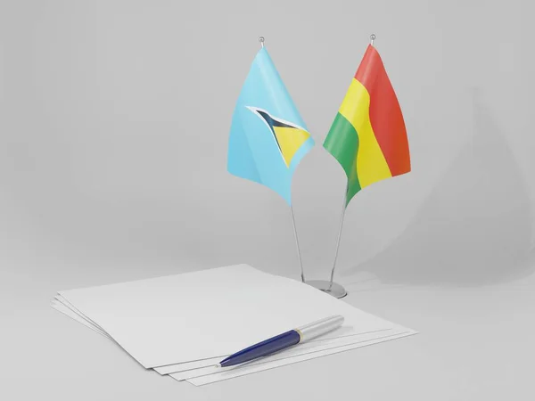 Bolívie Svatá Lucie Dohody Vlajky Bílé Pozadí Vykreslení — Stock fotografie