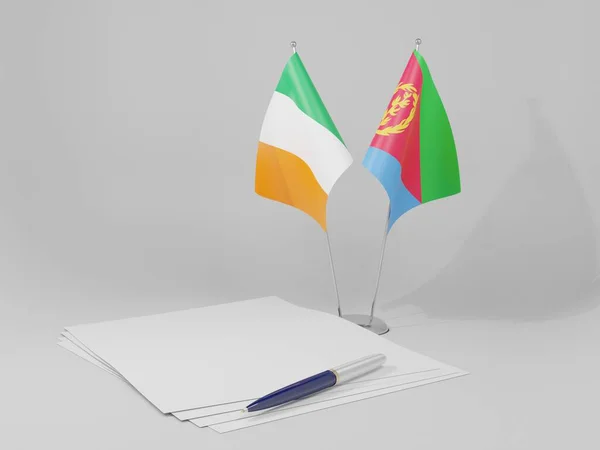 Eritrea Banderas Del Acuerdo Irlanda Fondo Blanco Render — Foto de Stock