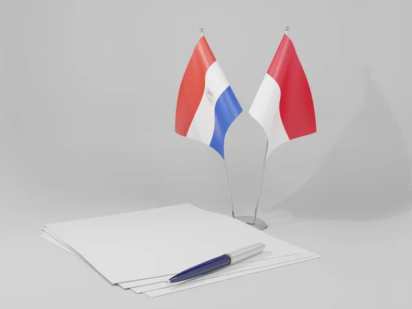 Indonésie Drapeaux Accord Paraguay Fond Blanc Render — Photo