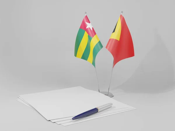 Osttimor Togo Abkommen Flaggen Weißer Hintergrund Render — Stockfoto