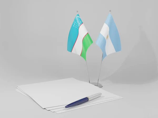 Argentina Acordo Uzbequistão Bandeiras Fundo Branco Render — Fotografia de Stock