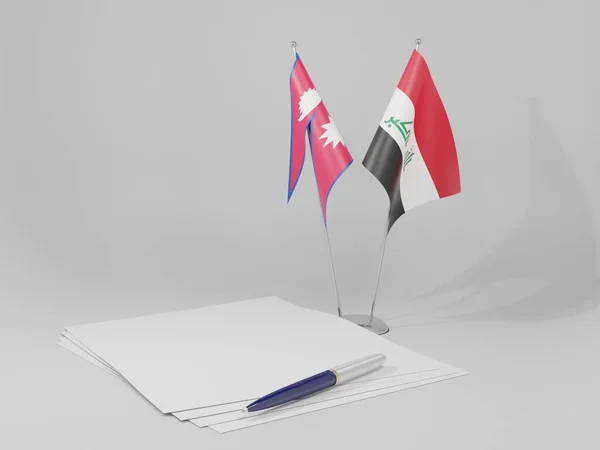 Ιράκ Συμφωνία Του Νεπάλ Σημαίες Λευκό Φόντο Render — Φωτογραφία Αρχείου